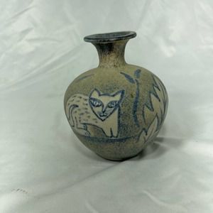 VTG North Eagle pottery cat vase
